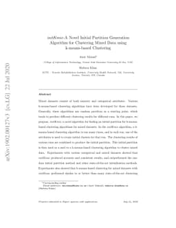 initKmix -- A Novel Initial Partition Generation Algorithm for
  Clustering Mixed Data using k-means-based Clustering