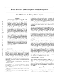 Graph Resistance and Learning from Pairwise Comparisons