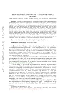 Probabilistic Gathering Of Agents With Simple Sensors