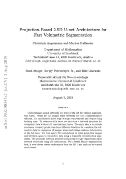 Projection-Based 2.5D U-net Architecture for Fast Volumetric
  Segmentation