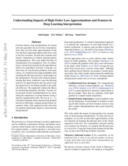 Understanding Impacts of High-Order Loss Approximations and Features in
  Deep Learning Interpretation