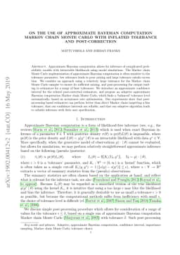 On the use of approximate Bayesian computation Markov chain Monte Carlo
  with inflated tolerance and post-correction