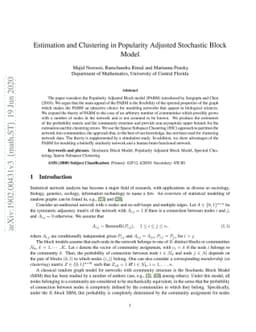 Estimation and Clustering in Popularity Adjusted Stochastic Block Model