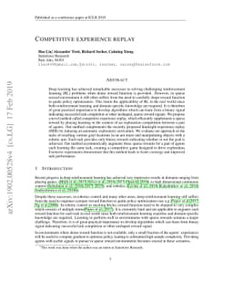 Competitive Experience Replay