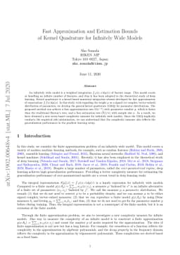 Fast Approximation and Estimation Bounds of Kernel Quadrature for
  Infinitely Wide Models