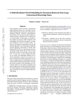 A Multi-Resolution Word Embedding for Document Retrieval from Large
  Unstructured Knowledge Bases