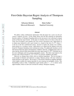 First-Order Bayesian Regret Analysis of Thompson Sampling