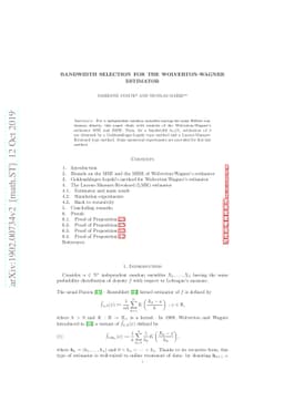 Bandwidth Selection for the Wolverton-Wagner Estimator