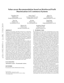 Value-aware Recommendation based on Reinforced Profit Maximization in
  E-commerce Systems