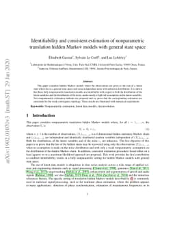 Identifiability and consistent estimation of nonparametric translation
  hidden Markov models with general state space