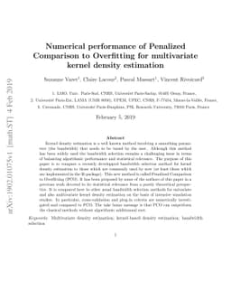 Numerical performance of Penalized Comparison to Overfitting for
  multivariate kernel density estimation