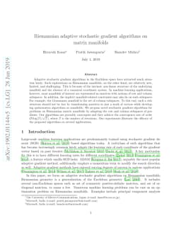 Riemannian adaptive stochastic gradient algorithms on matrix manifolds