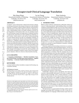 Unsupervised Clinical Language Translation