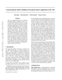 Constructing the Matrix Multilayer Perceptron and its Application to the
  VAE