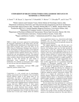 Comparison of brain connectomes using geodesic distance on manifold:a
  twin study