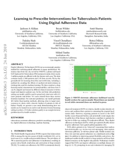 Learning to Prescribe Interventions for Tuberculosis Patients Using
  Digital Adherence Data