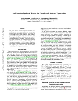 An Ensemble Dialogue System for Facts-Based Sentence Generation