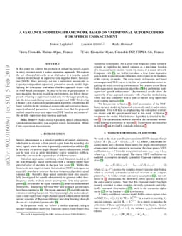 A variance modeling framework based on variational autoencoders for
  speech enhancement