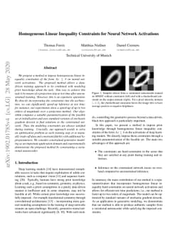 Homogeneous Linear Inequality Constraints for Neural Network Activations
