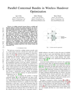 Parallel Contextual Bandits in Wireless Handover Optimization