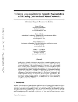 Technical Considerations for Semantic Segmentation in MRI using
  Convolutional Neural Networks