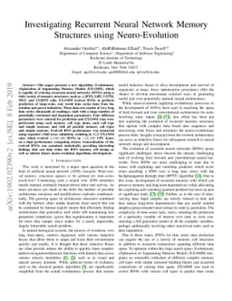 Investigating Recurrent Neural Network Memory Structures using
  Neuro-Evolution