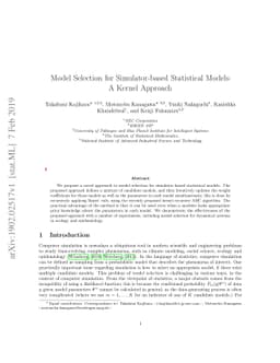 Model Selection for Simulator-based Statistical Models: A Kernel
  Approach
