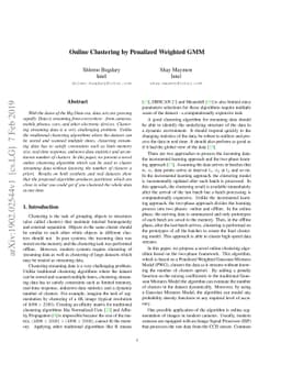 Online Clustering by Penalized Weighted GMM