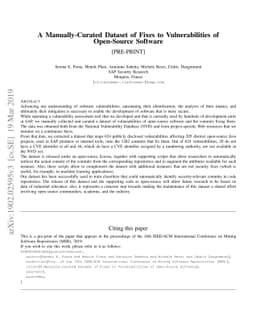 A Manually-Curated Dataset of Fixes to Vulnerabilities of Open-Source
  Software