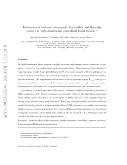 Estimation of variance components, heritability and the ridge penalty in
  high-dimensional generalized linear models