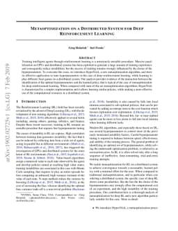 Metaoptimization on a Distributed System for Deep Reinforcement Learning