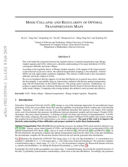 Mode Collapse and Regularity of Optimal Transportation Maps