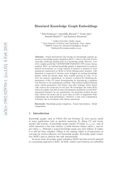 Binarized Knowledge Graph Embeddings