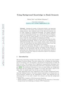 Using Background Knowledge to Rank Itemsets