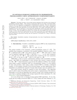 An Optimal-Storage Approach to Semidefinite Programming using
  Approximate Complementarity