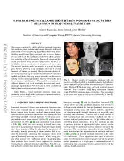 Super-realtime facial landmark detection and shape fitting by deep
  regression of shape model parameters