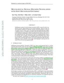 Multilingual Neural Machine Translation With Soft Decoupled Encoding