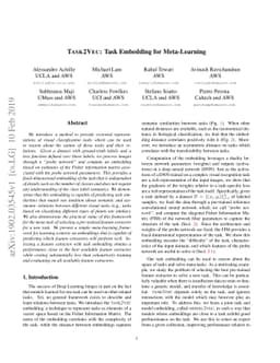 Task2Vec: Task Embedding for Meta-Learning
