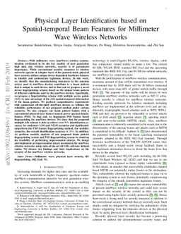 Physical Layer Identification based on Spatial-temporal Beam Features
  for Millimeter Wave Wireless Networks