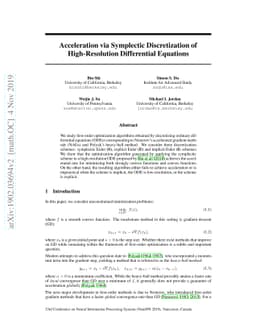 Acceleration via Symplectic Discretization of High-Resolution
  Differential Equations