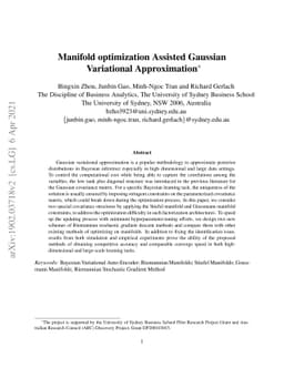 Manifold Optimization Assisted Gaussian Variational Approximation