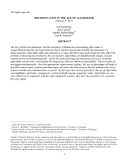 Discrimination in the Age of Algorithms