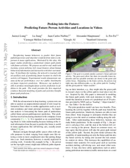 Peeking into the Future: Predicting Future Person Activities and
  Locations in Videos