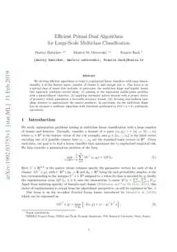 Efficient Primal-Dual Algorithms for Large-Scale Multiclass
  Classification