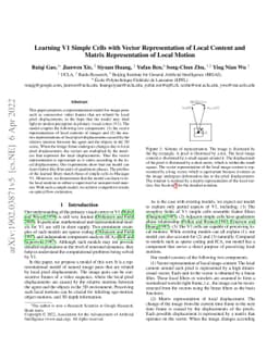 Learning V1 Simple Cells with Vector Representation of Local Content and
  Matrix Representation of Local Motion