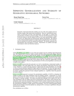 Improving Generalization and Stability of Generative Adversarial
  Networks
