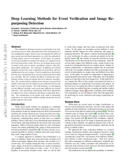 Deep Learning Methods for Event Verification and Image Repurposing
  Detection