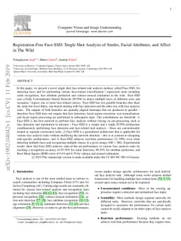 Registration-free Face-SSD: Single shot analysis of smiles, facial
  attributes, and affect in the wild