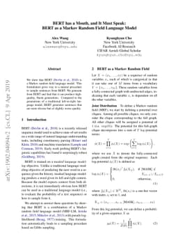 BERT has a Mouth, and It Must Speak: BERT as a Markov Random Field
  Language Model