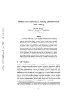 On Residual Networks Learning a Perturbation from Identity